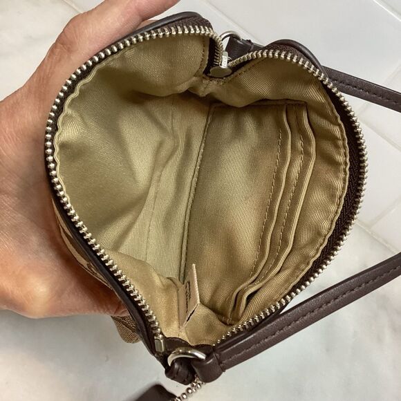 Coach Wristlet Bag Purse Jacquard Signature Logo Canvas Designer Pouch Wallet - Picture 9 of 9